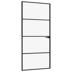 Vidaxl binnendeur 93x201,5 cm gehard glas en aluminium smal zwart