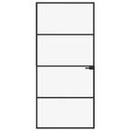 Vidaxl binnendeur 93x201,5 cm gehard glas en aluminium smal zwart