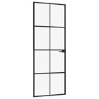 Vidaxl binnendeur 76x201,5 cm gehard glas en aluminium smal zwart