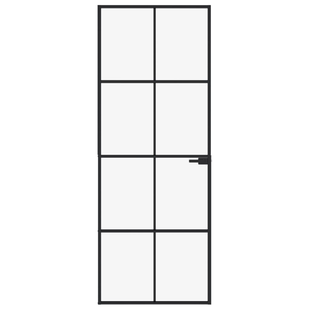 Vidaxl binnendeur 76x201,5 cm gehard glas en aluminium smal zwart