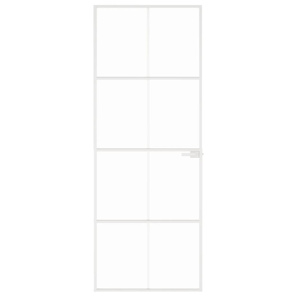 Vidaxl binnendeur 76x201,5 cm gehard glas en aluminium smal wit