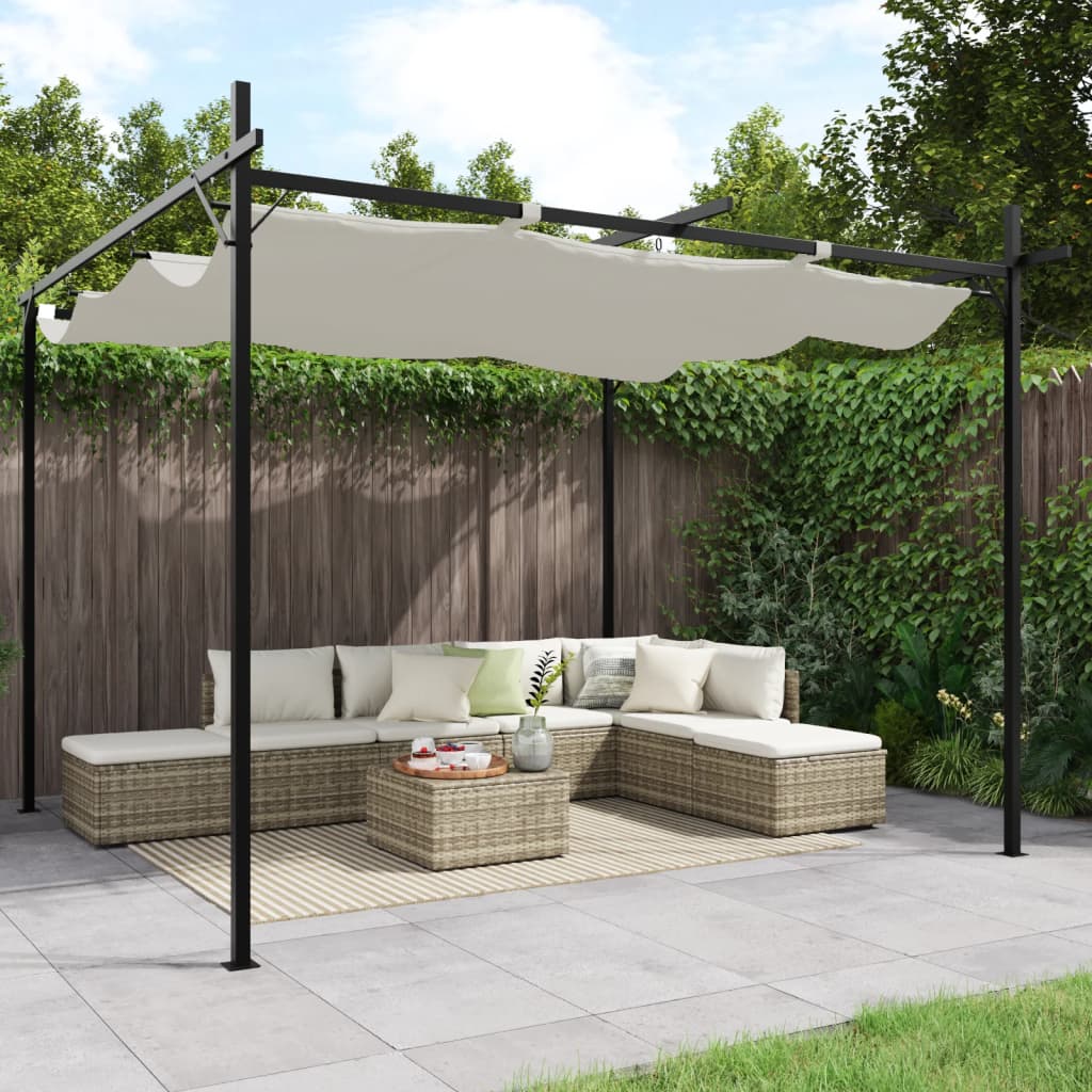 Vidaxl pergola met uitschuifbaar dak 295x292x230 crèmekleurig