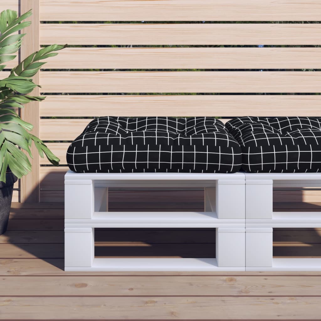 Vidaxl palletkussen ruitpatroon 60x60x12 cm stof zwart
