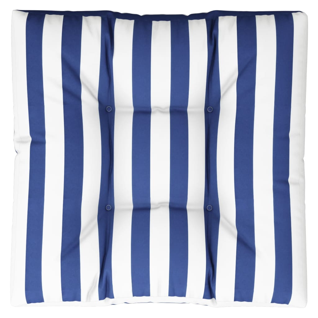 VidaXL Palletkussen gestreept 80x80x12 cm stof blauw en wit