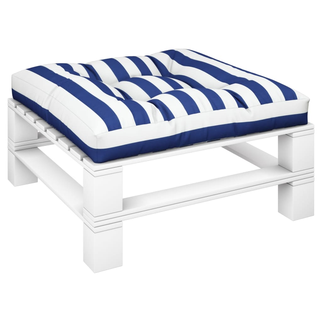 VidaXL Palletkussen gestreept 80x80x12 cm stof blauw en wit