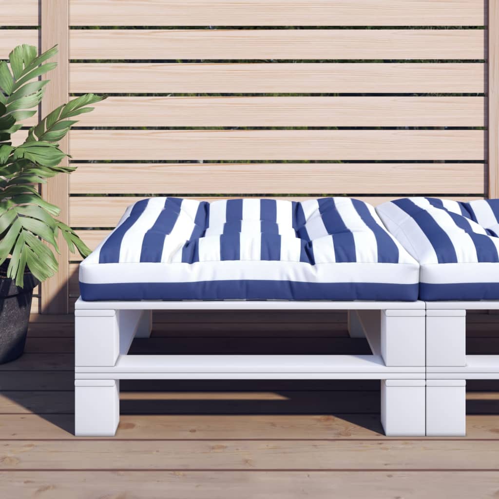 VidaXL Palletkussen gestreept 80x80x12 cm stof blauw en wit