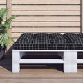 Vidaxl palletkussen ruitpatroon 80x80x12 cm stof zwart
