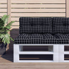 VidaXL Palletkussens 2 st stof ruitpatroon zwart