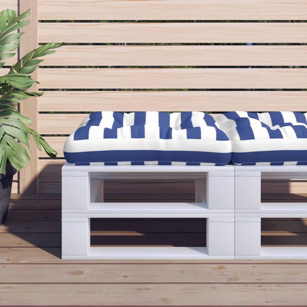 Vidaxl palletkussen gestreept 58x58x10 cm oxford stof blauw en wit