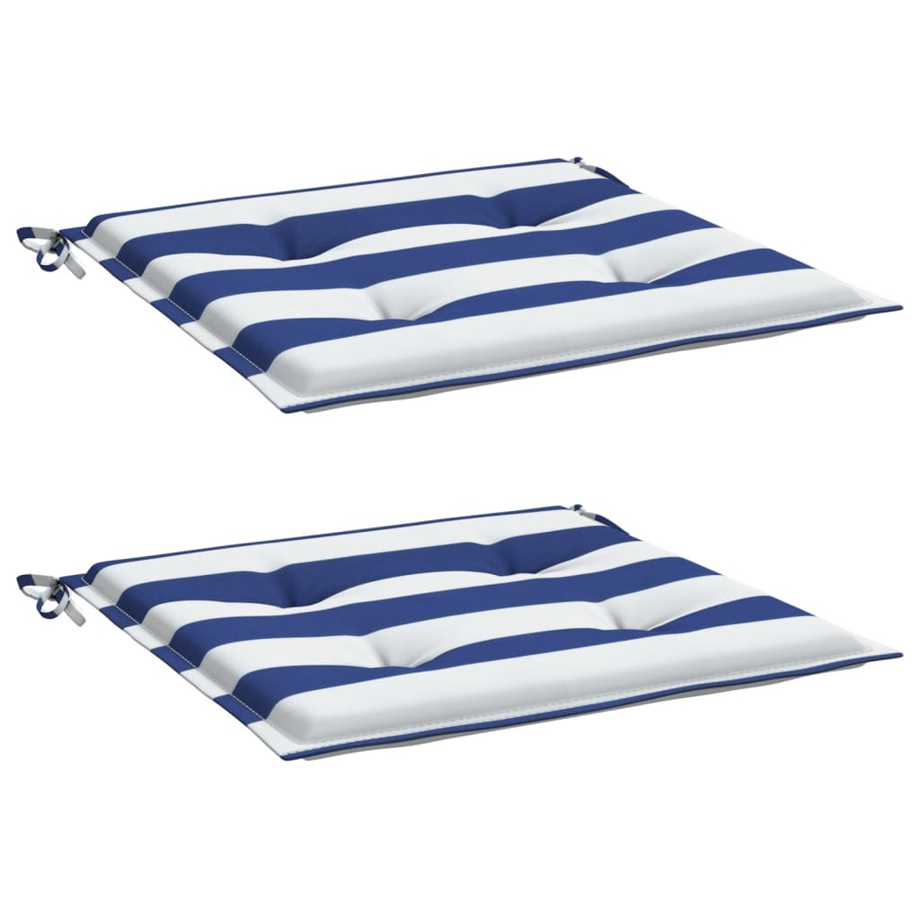 Vidaxl tuinstoelkussens 2 st gestreept 40x40x4 cm stof wit en blauw