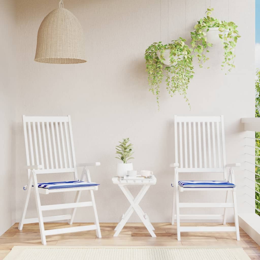 Vidaxl tuinstoelkussens 2 st gestreept 40x40x4 cm stof wit en blauw