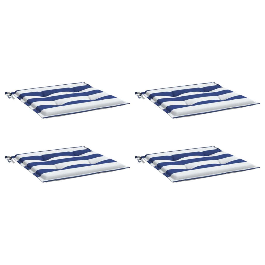 Vidaxl tuinstoelkussens 4 st gestreept 40x40x4 cm stof wit en blauw