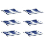 Vidaxl tuinstoelkussens 6 st gestreept 40x40x4 cm stof wit en blauw