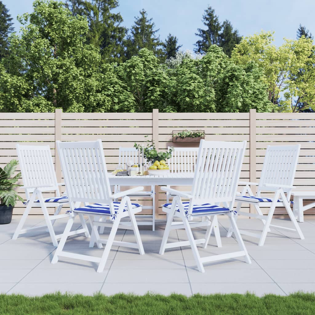 Vidaxl tuinstoelkussens 6 st gestreept 40x40x4 cm stof wit en blauw