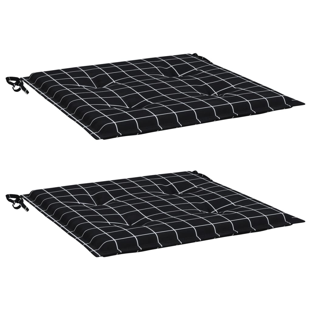 Vidaxl tuinstoelkussens 2 st ruitpatroon 40x40x3 cm stof zwart