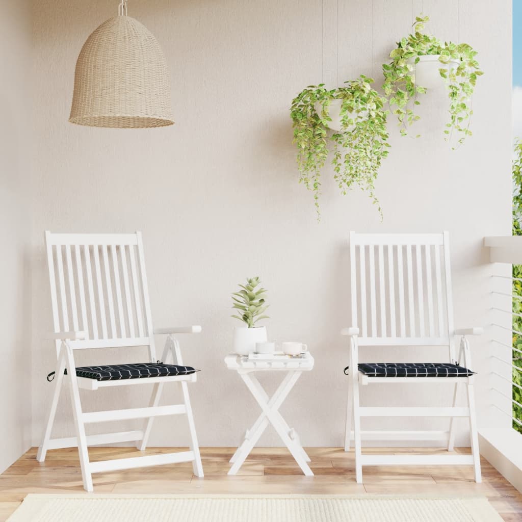 Vidaxl tuinstoelkussens 2 st ruitpatroon 40x40x3 cm stof zwart
