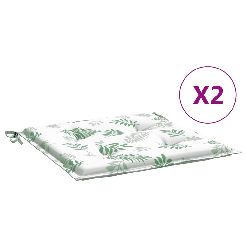 VidaXL Stoelkussens 2 st bladpatroon 40x40x3 cm stof