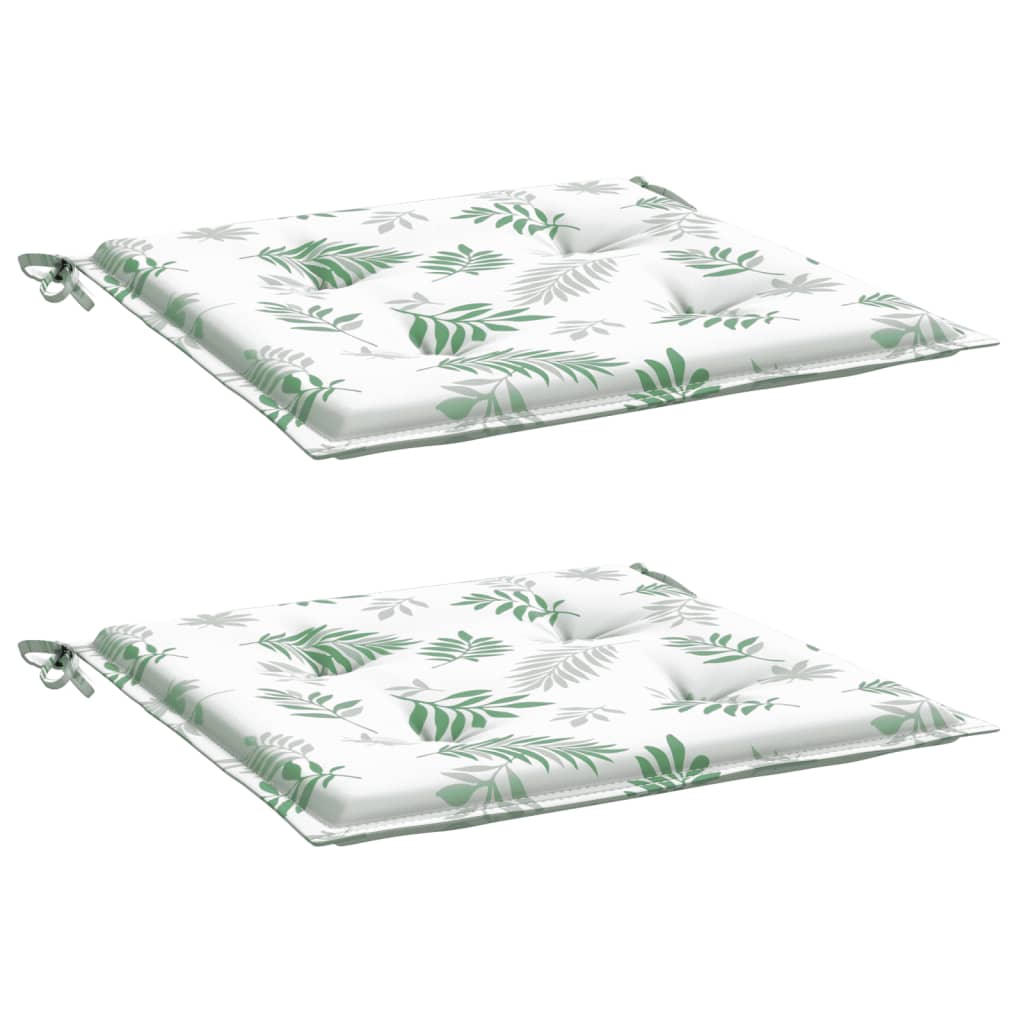 VidaXL Stoelkussens 2 st bladpatroon 40x40x3 cm stof