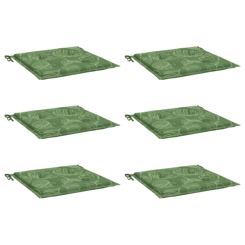 Vidaxl stoelkussens 6 st bladpatroon 40x40x4 cm stof