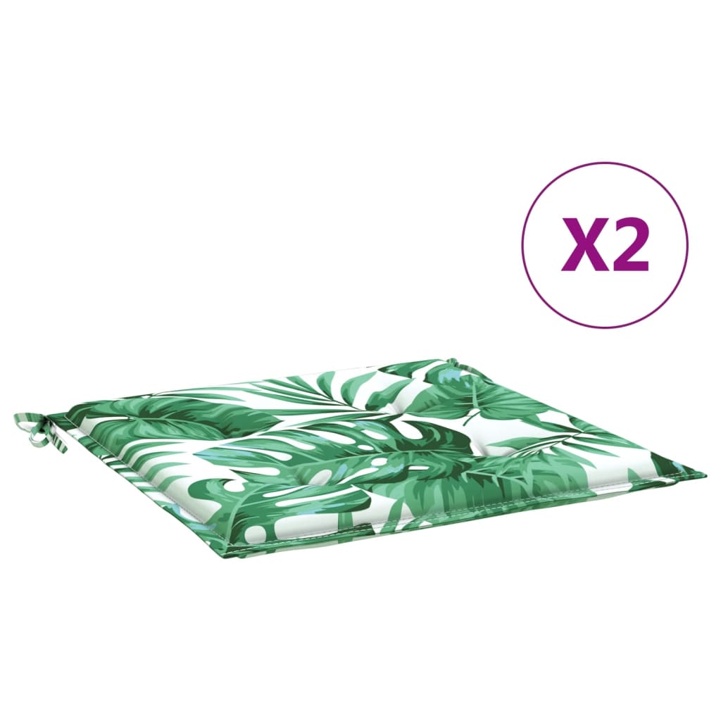 Vidaxl stoelkussens 2 st bladpatroon 50x50x4 cm stof