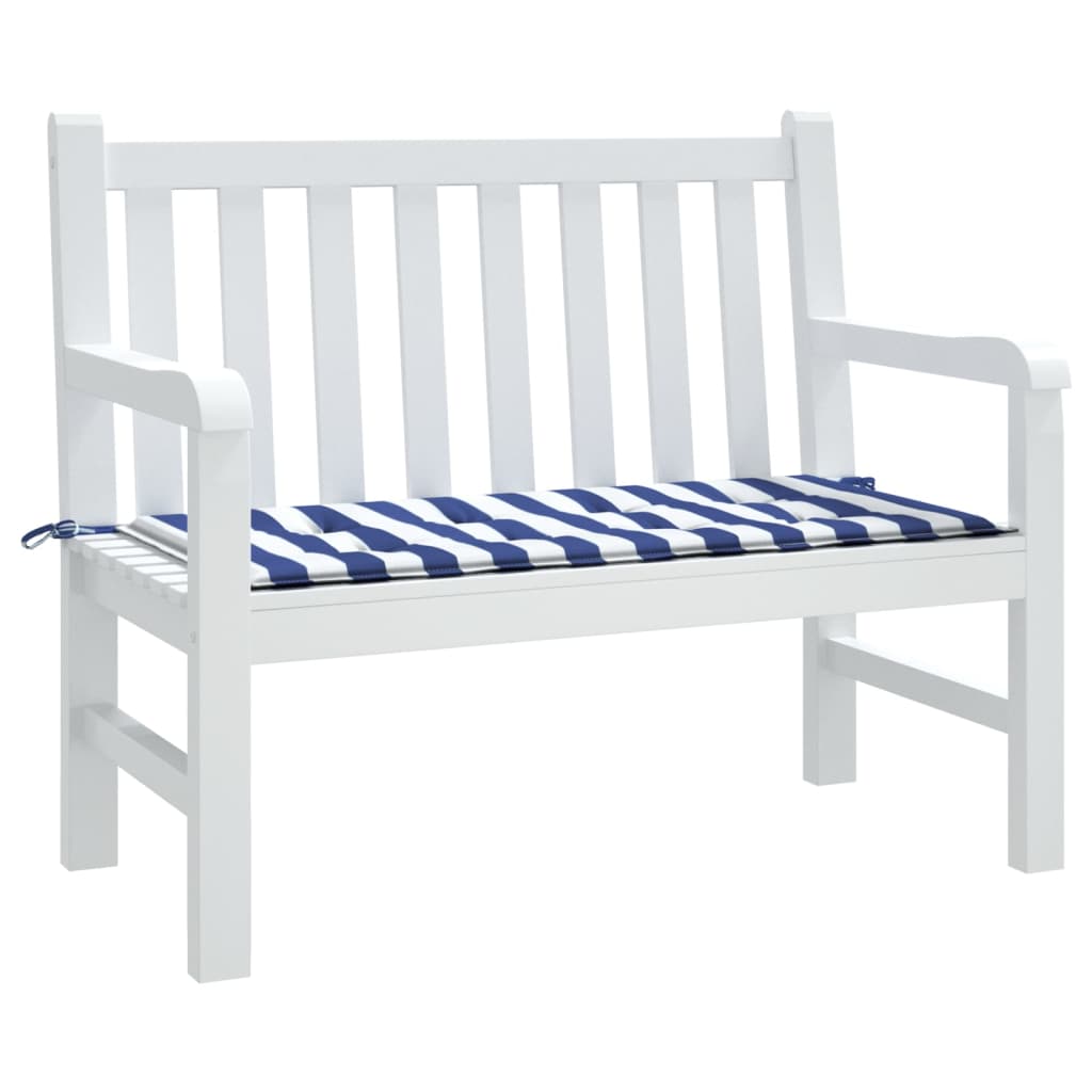 Vidaxl tuinbankkussen gestreept 120x50x4 cm oxford stof wit en blauw