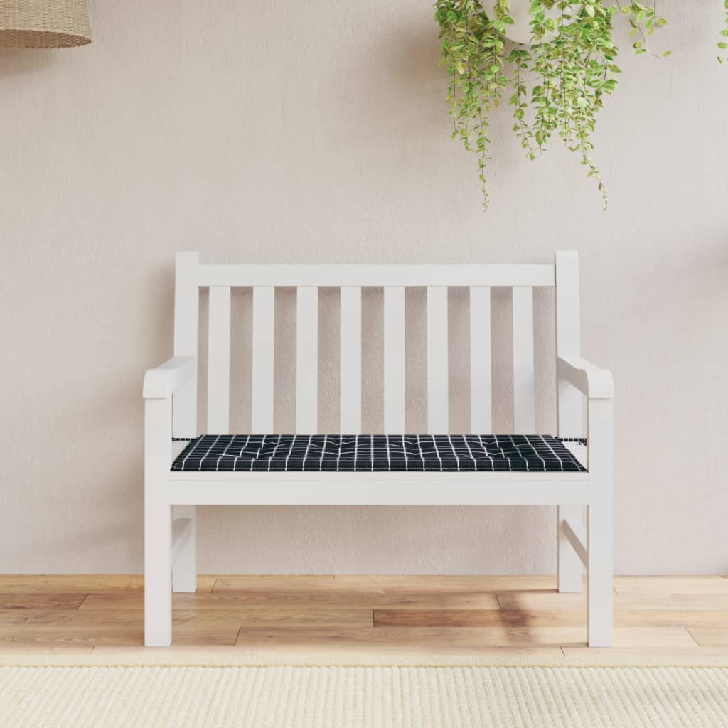 Vidaxl tuinbankkussen ruitpatroon 120x50x4 cm oxford stof zwart