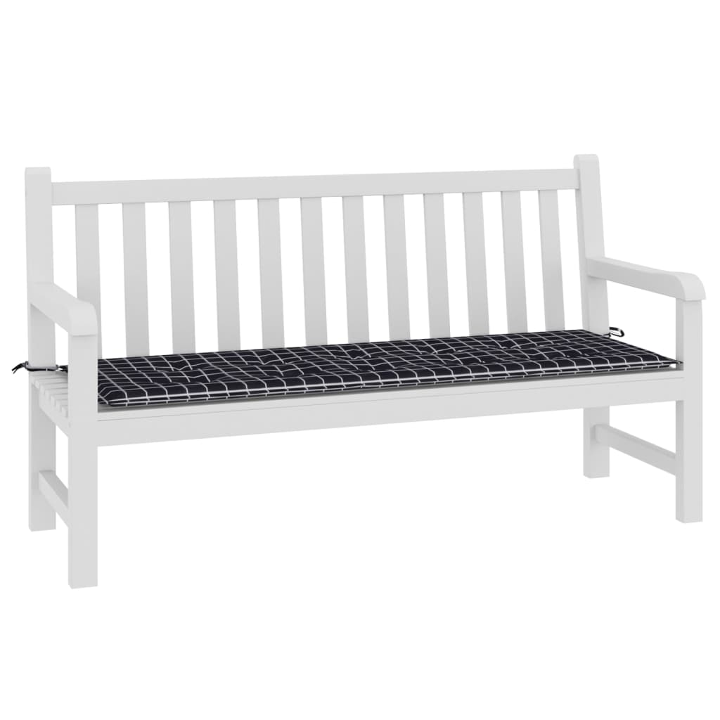 Vidaxl tuinbankkussen ruitpatroon 150x50x4 cm oxford stof zwart