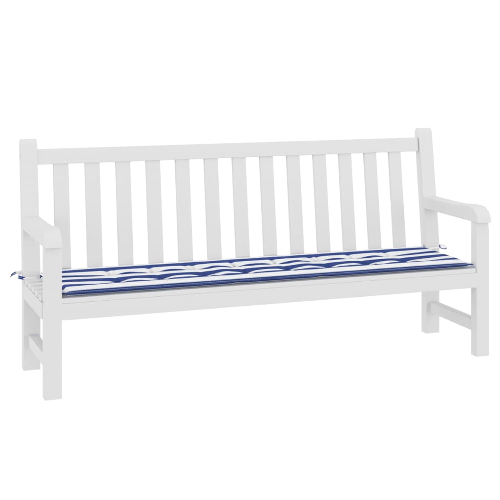 Vidaxl tuinbankkussen gestreept 200x50x4 cm stof wit en blauw
