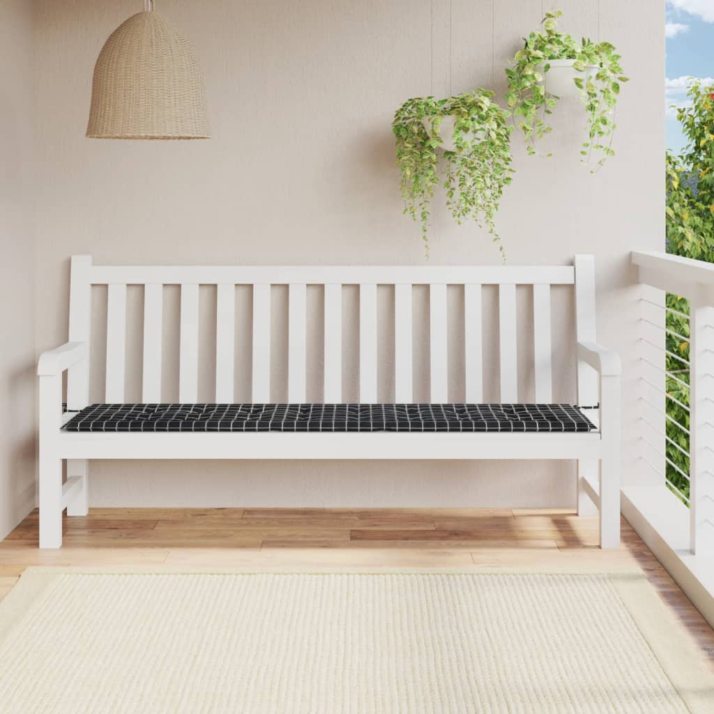 Vidaxl tuinbankkussen ruitpatroon 200x50x4 cm stof zwart