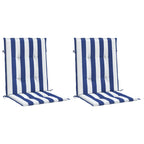 Vidaxl stoelkussens 2 st lage rug gestreept stof wit en blauw