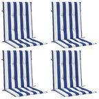 Vidaxl stoelkussens 4 st lage rug gestreept stof wit en blauw