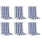 Vidaxl stoelkussens 6 st lage rug gestreept stof wit en blauw