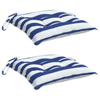 VidaXL Stoelkussens 2 st gestreept 40x40x7 cm stof wit en blauw