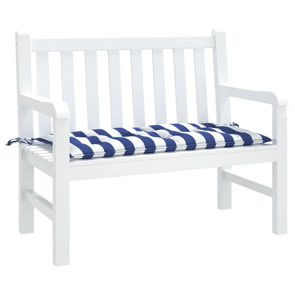 Vidaxl tuinbankkussen gestreept 110x50x7 cm stof wit en blauw