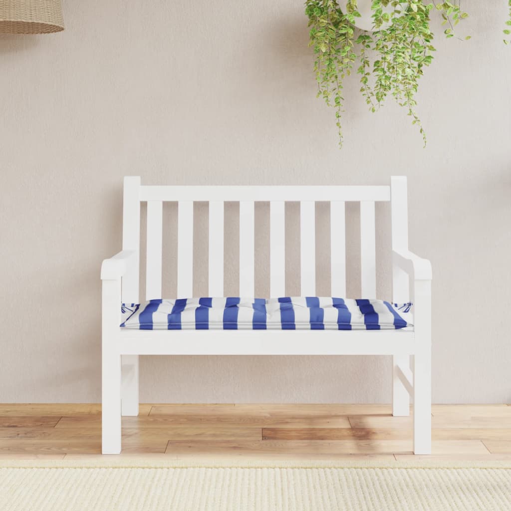 Vidaxl tuinbankkussen gestreept 110x50x7 cm stof wit en blauw