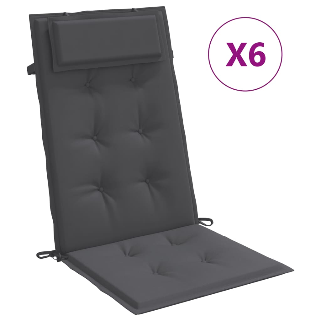 Vidaxl stoelkussens 6 st hoge rug oxford stof antracietkleurig