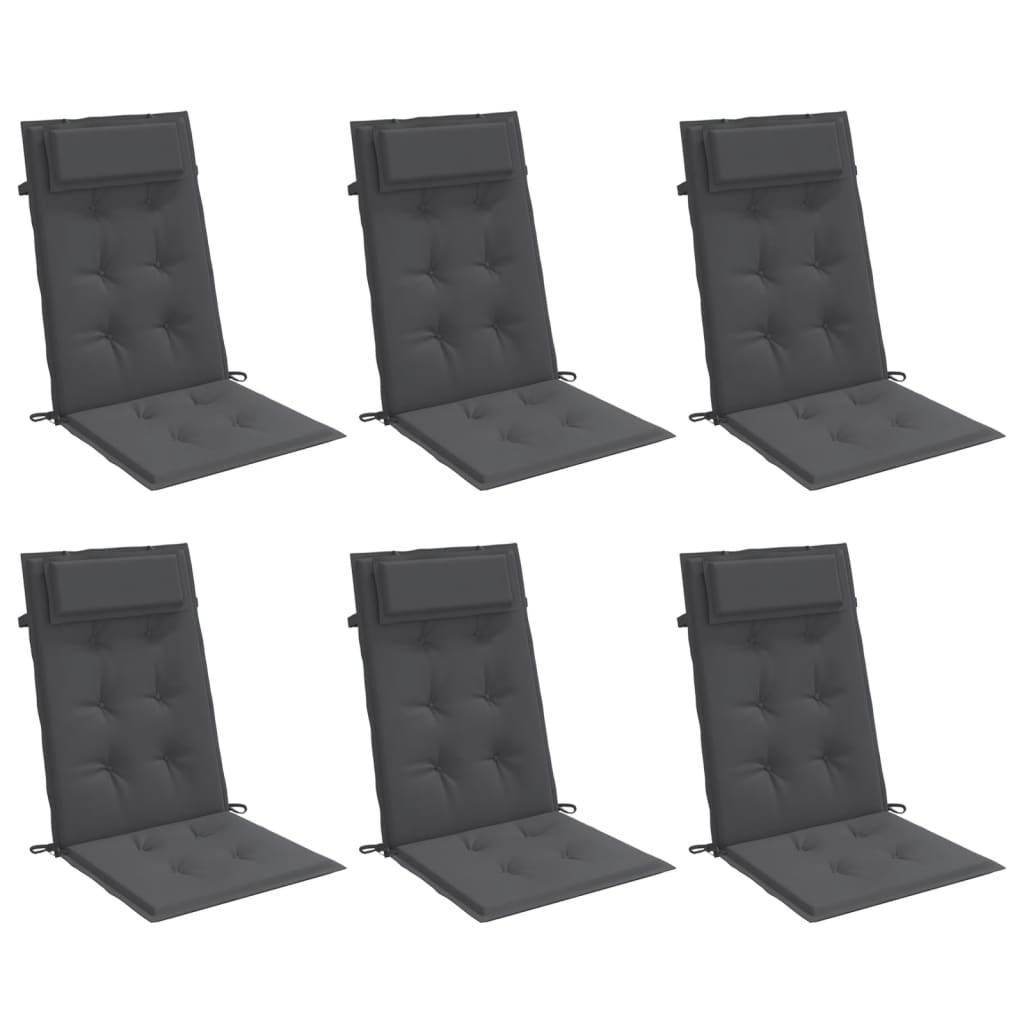 Vidaxl stoelkussens 6 st hoge rug oxford stof antracietkleurig