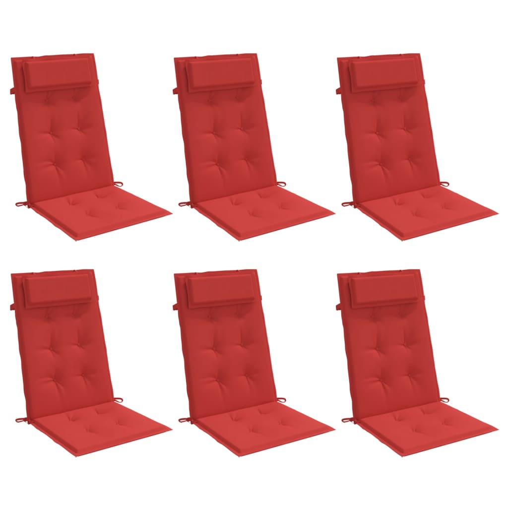 Vidaxl stoelkussens 6 st hoge rug oxford stof rood
