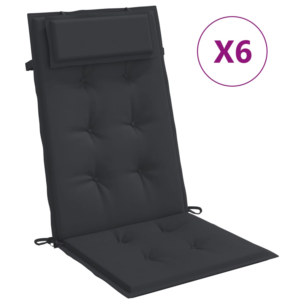 Vidaxl stoelkussens 6 st hoge rug oxford stof zwart