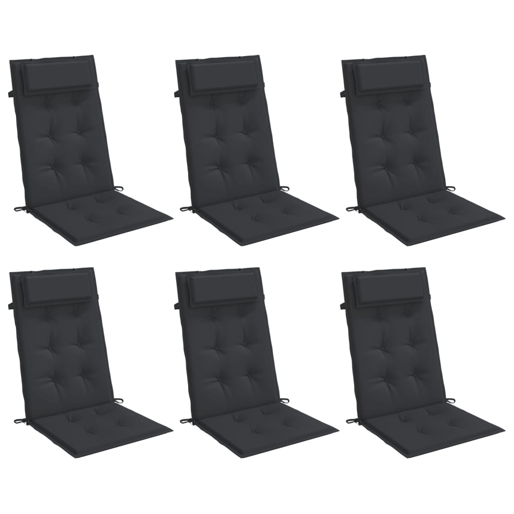 Vidaxl stoelkussens 6 st hoge rug oxford stof zwart
