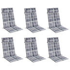 Vidaxl stoelkussens 6 st hoge rug ruitpatroon oxford stof grijs