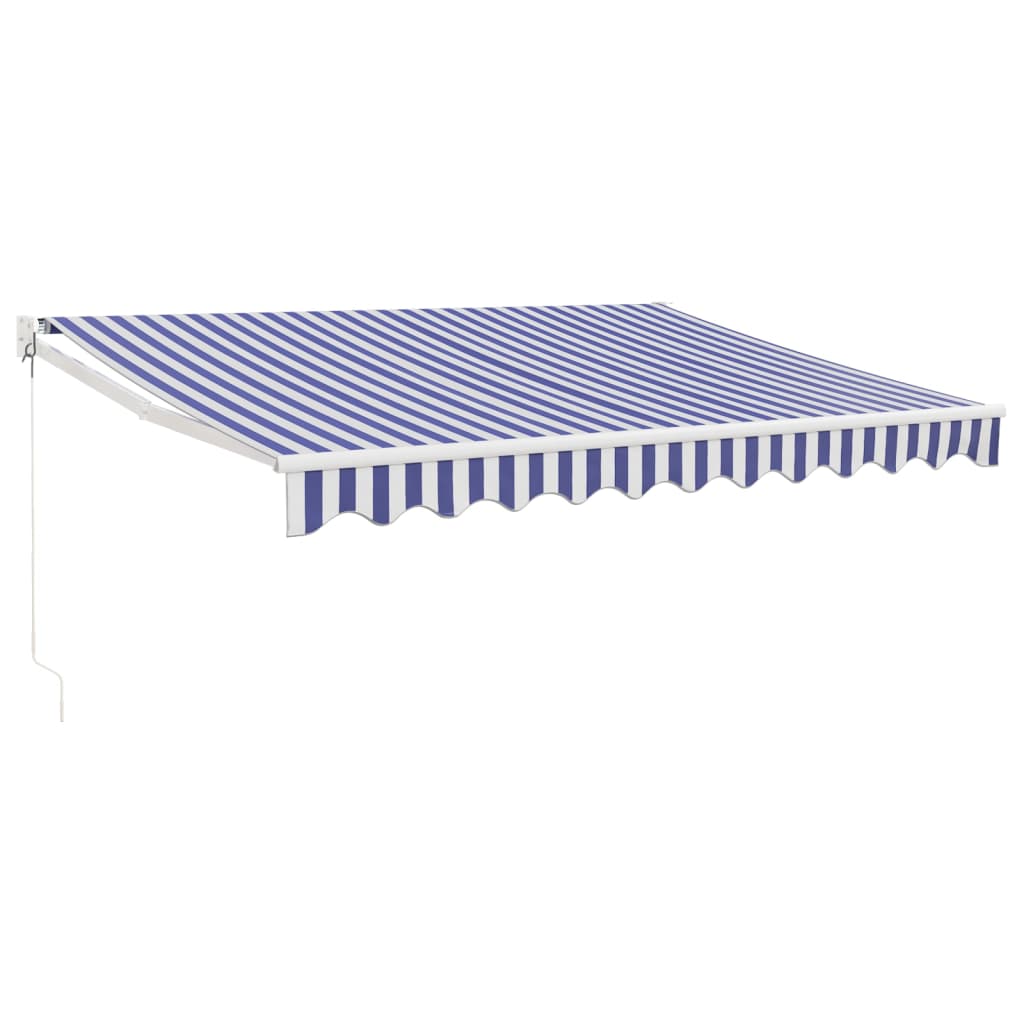 Vidaxl luifel uittrekbaar 3x2,5 m stof en aluminium blauw en wit