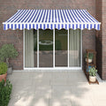 Vidaxl luifel uittrekbaar 3x2,5 m stof en aluminium blauw en wit