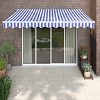 Vidaxl luifel uittrekbaar 3x2,5 m stof en aluminium blauw en wit