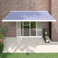VidaXL Luifel uittrekbaar 4,5x3 m stof en aluminium blauw en wit