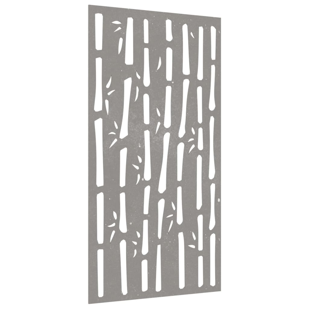 Vidaxl wanddecoratie tuin bamboe-ontwerp 105x55 cm cortenstaal