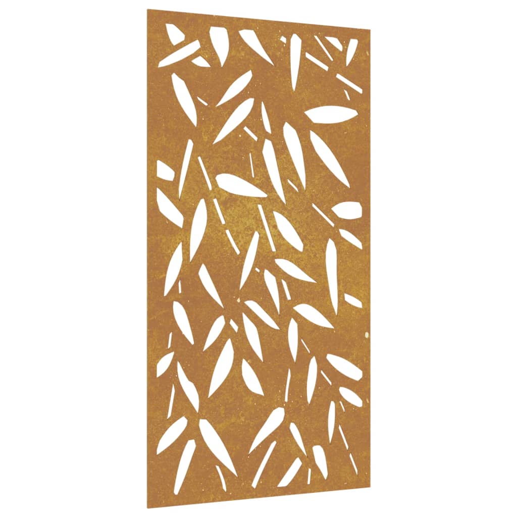 Vidaxl wanddecoratie tuin bamboebladontwerp 105x55 cm cortenstaal