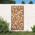 Vidaxl wanddecoratie tuin bamboebladontwerp 105x55 cm cortenstaal