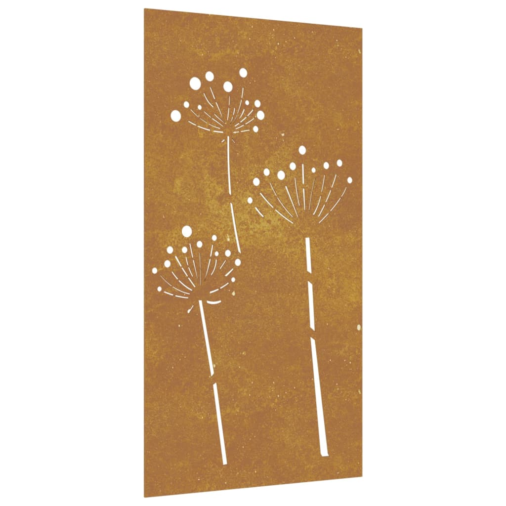 Vidaxl wanddecoratie tuin bloemenontwerp 105x55 cm cortenstaal