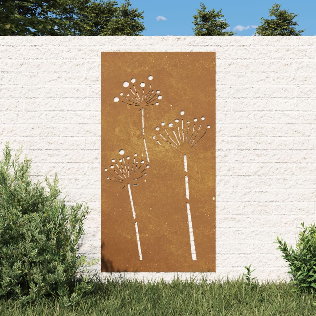 Vidaxl wanddecoratie tuin bloemenontwerp 105x55 cm cortenstaal
